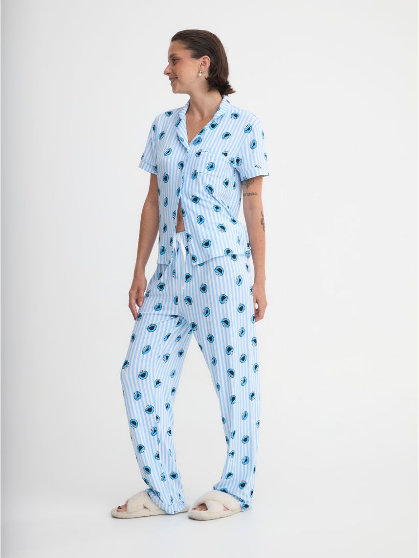 סט פיג’מה מכופתרת ארוכה | Sesame Street