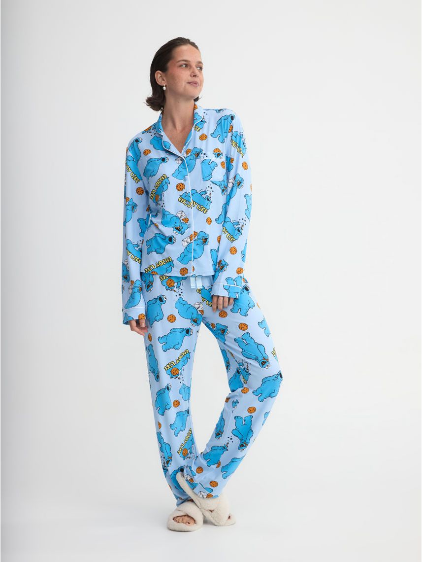 סט פיג’מה מכופתרת ארוכה | Sesame Street