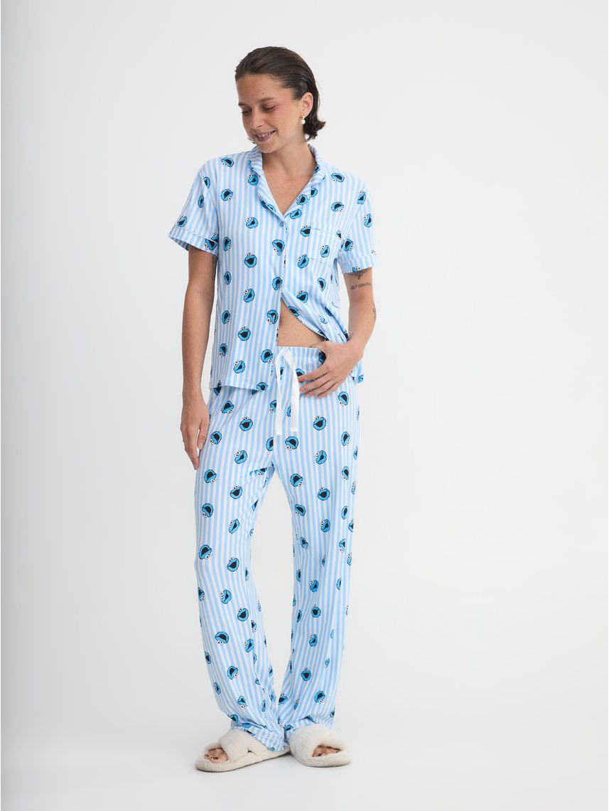 סט פיג’מה מכופתרת ארוכה | Sesame Street