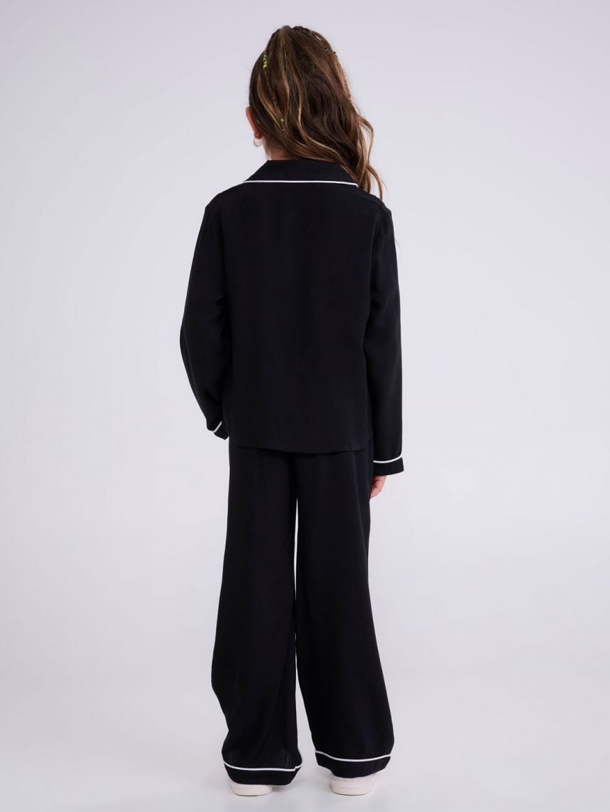 סט פיג’מה מכופתרת ארוכה