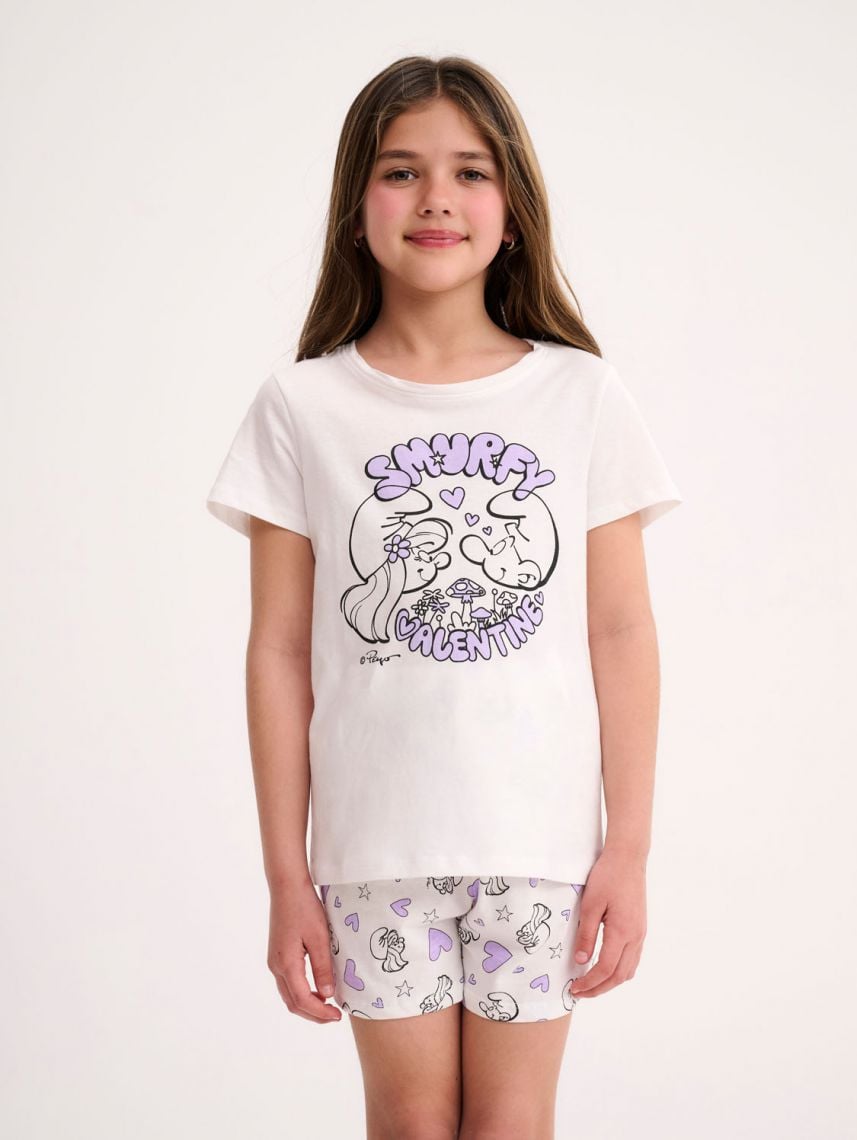 סט פיג’מה קצרה |The Smurfs