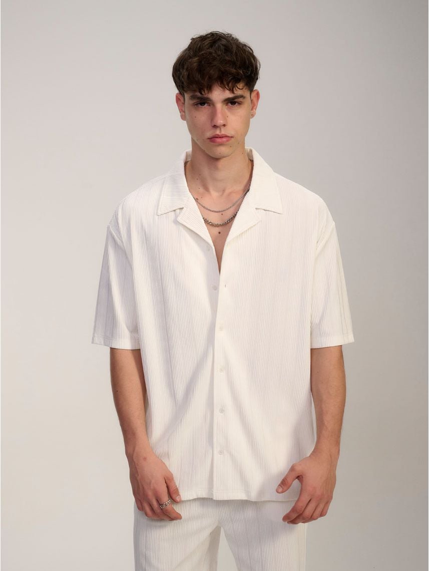 חולצת טקסטורה מכופתרת