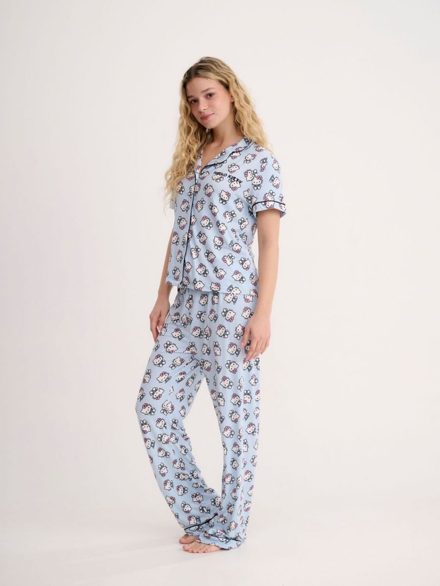סט פיג’מה מכופתרת | Hello Kitty & Friends