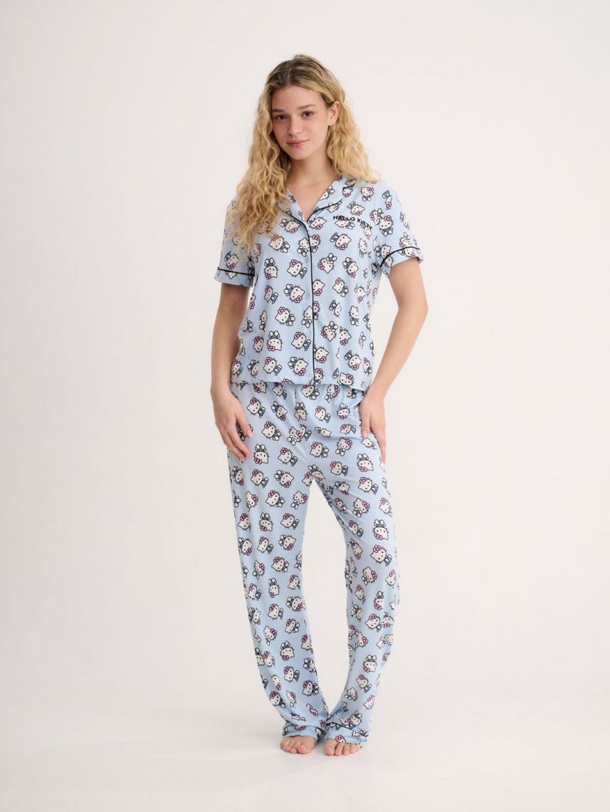 סט פיג’מה מכופתרת | Hello Kitty & Friends