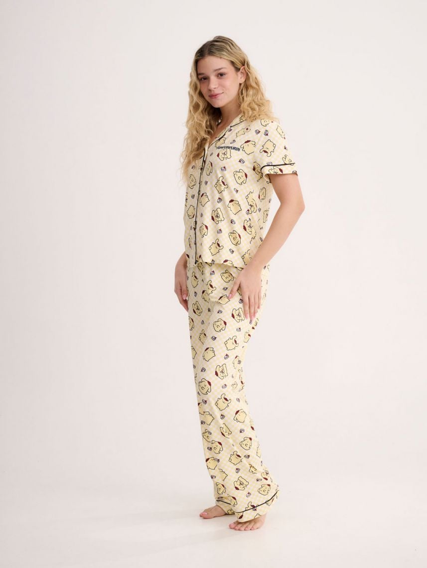 סט פיג’מה מכופתרת | Pompom