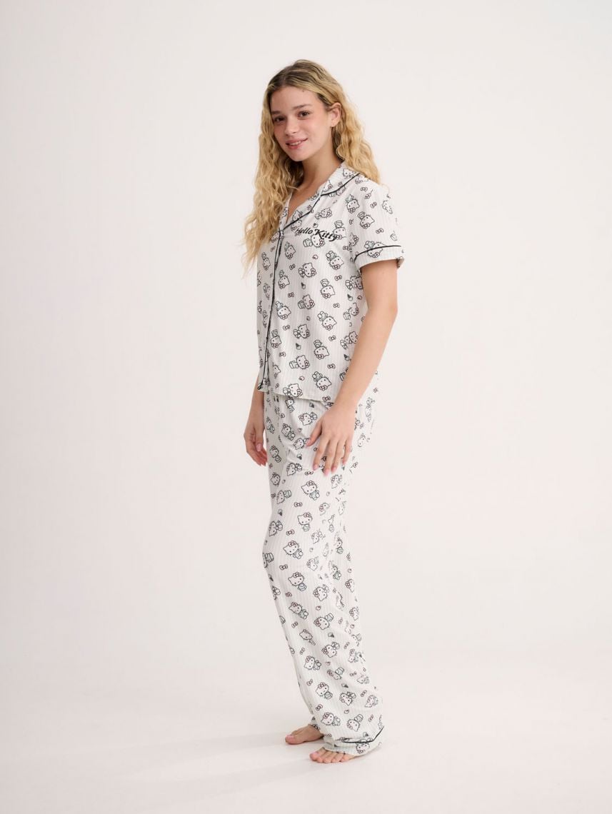 סט פיג’מה מכופתרת | Hello Kitty