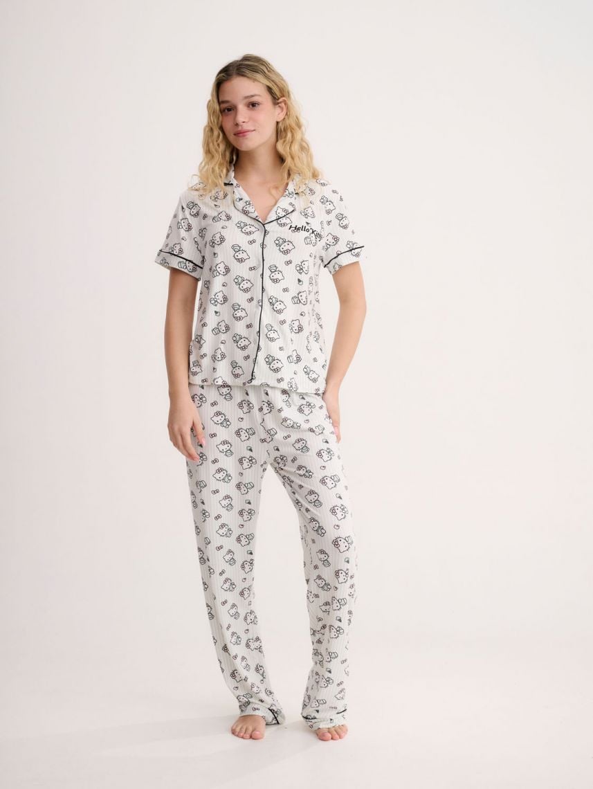 סט פיג’מה מכופתרת | Hello Kitty