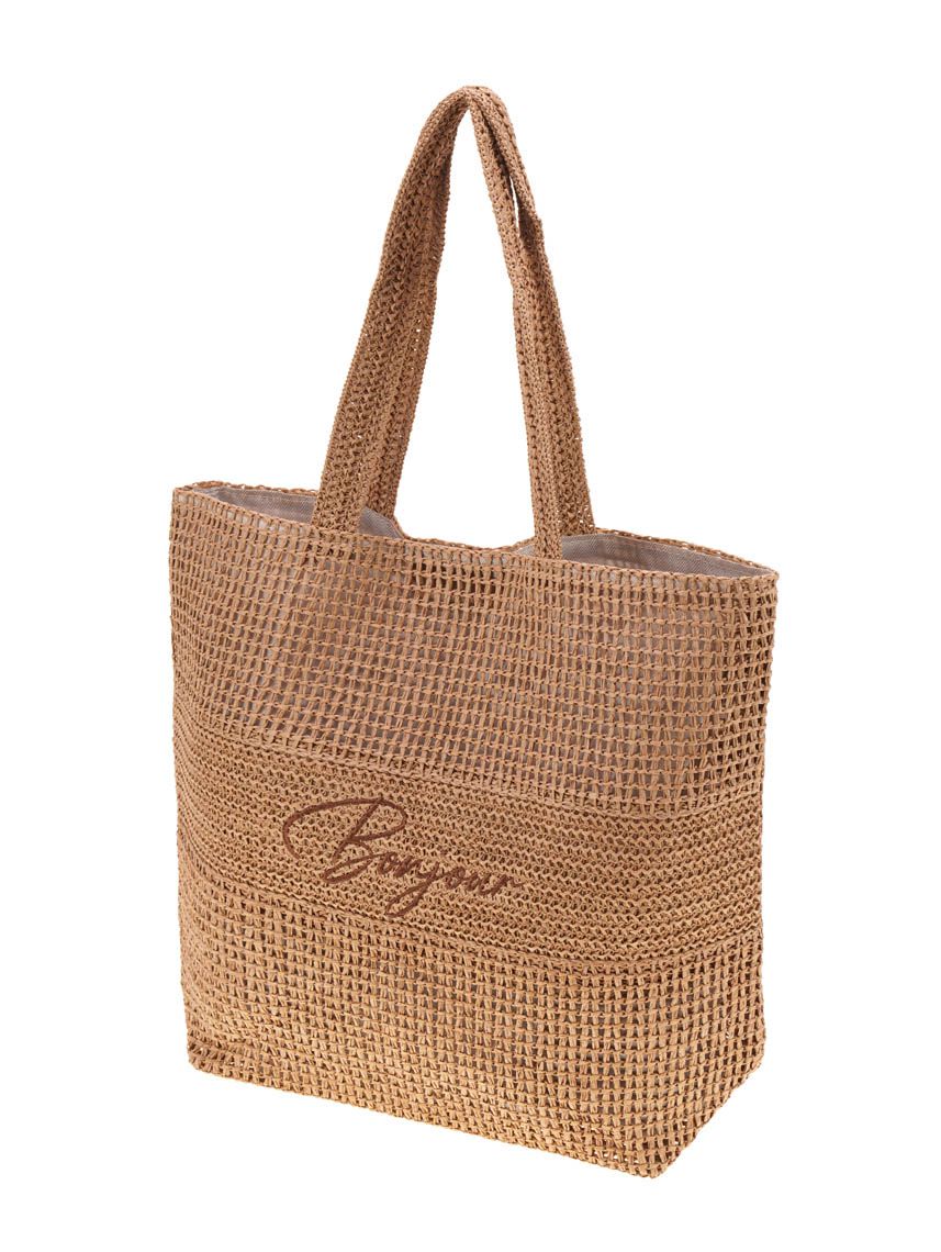 תיק חוף עם כיתוב רקום