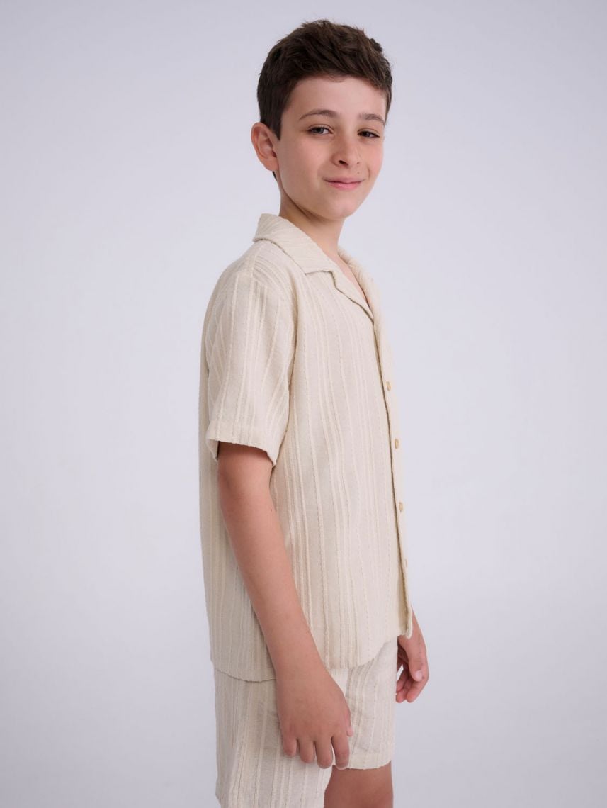 חולצת טקסטורה מכופתרת