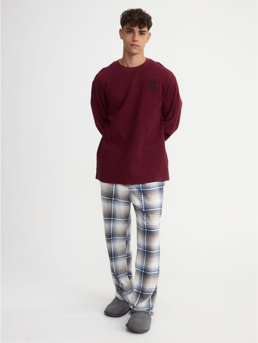 מכנסי פיג’מה ארוכים משובצים