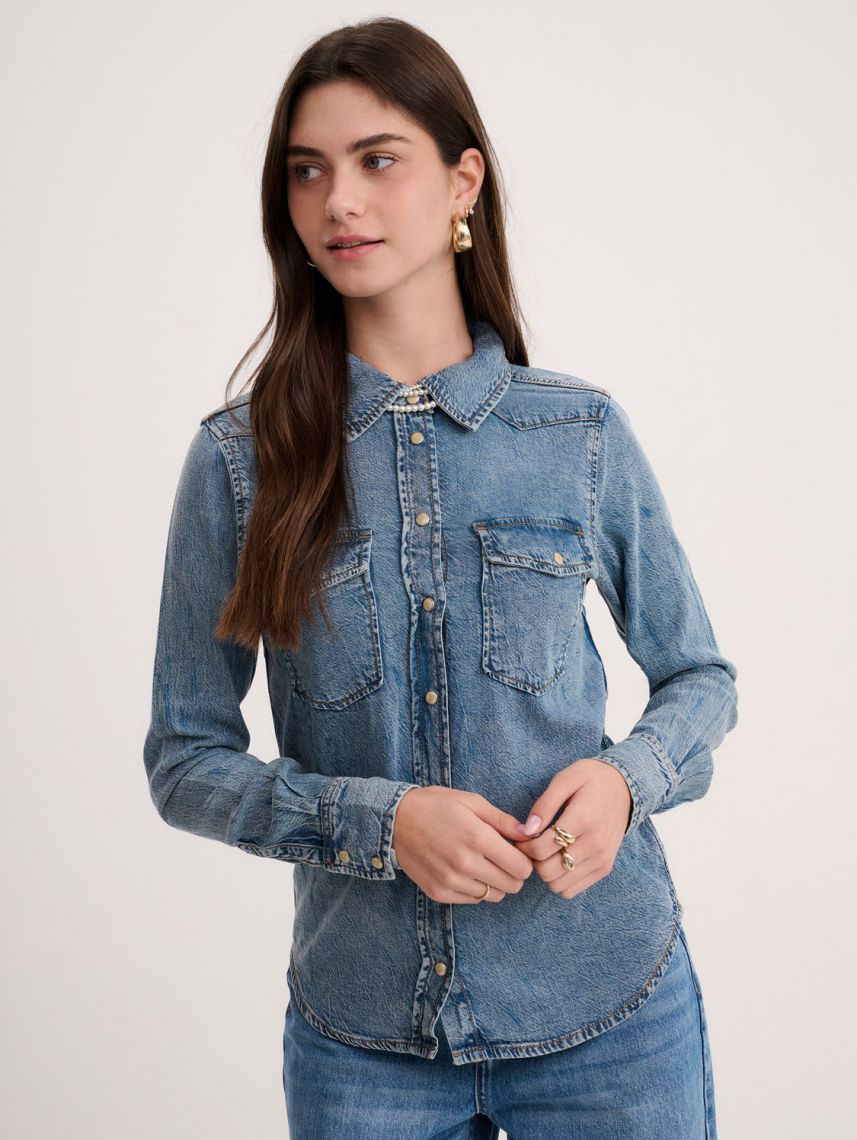 חולצת ג’ינס מכופתרת ארוכה