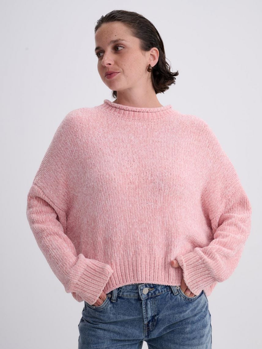 סוודר שניל עם צווארון גבוה