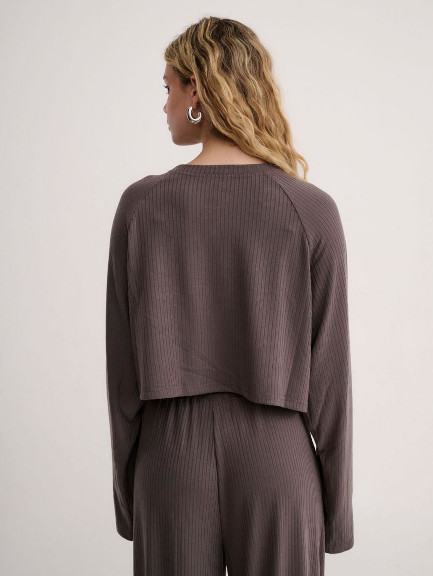 חולצת סריג קרופ ארוכה