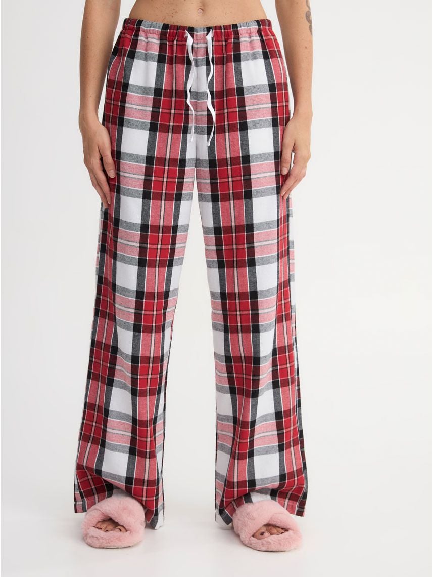 מכנסי פיג’מה ארוכים משובצים