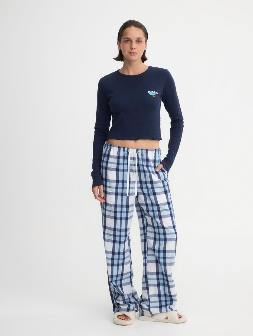 מכנסי פיג’מה ארוכים משובצים