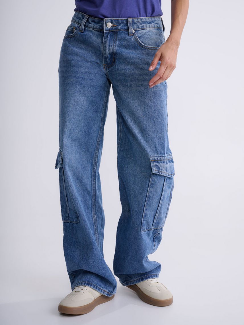 ג’ינס קרגו ארוך לנשים