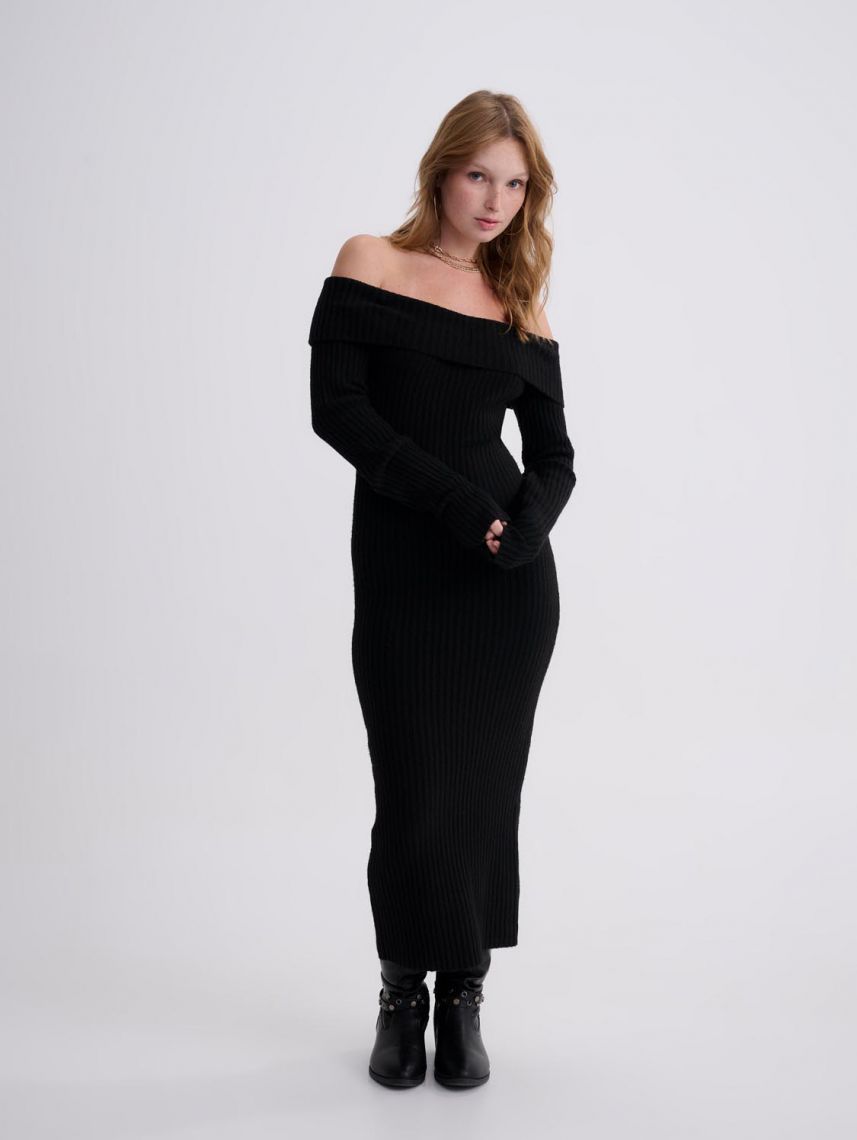 שמלת סריג אוף שולדרס