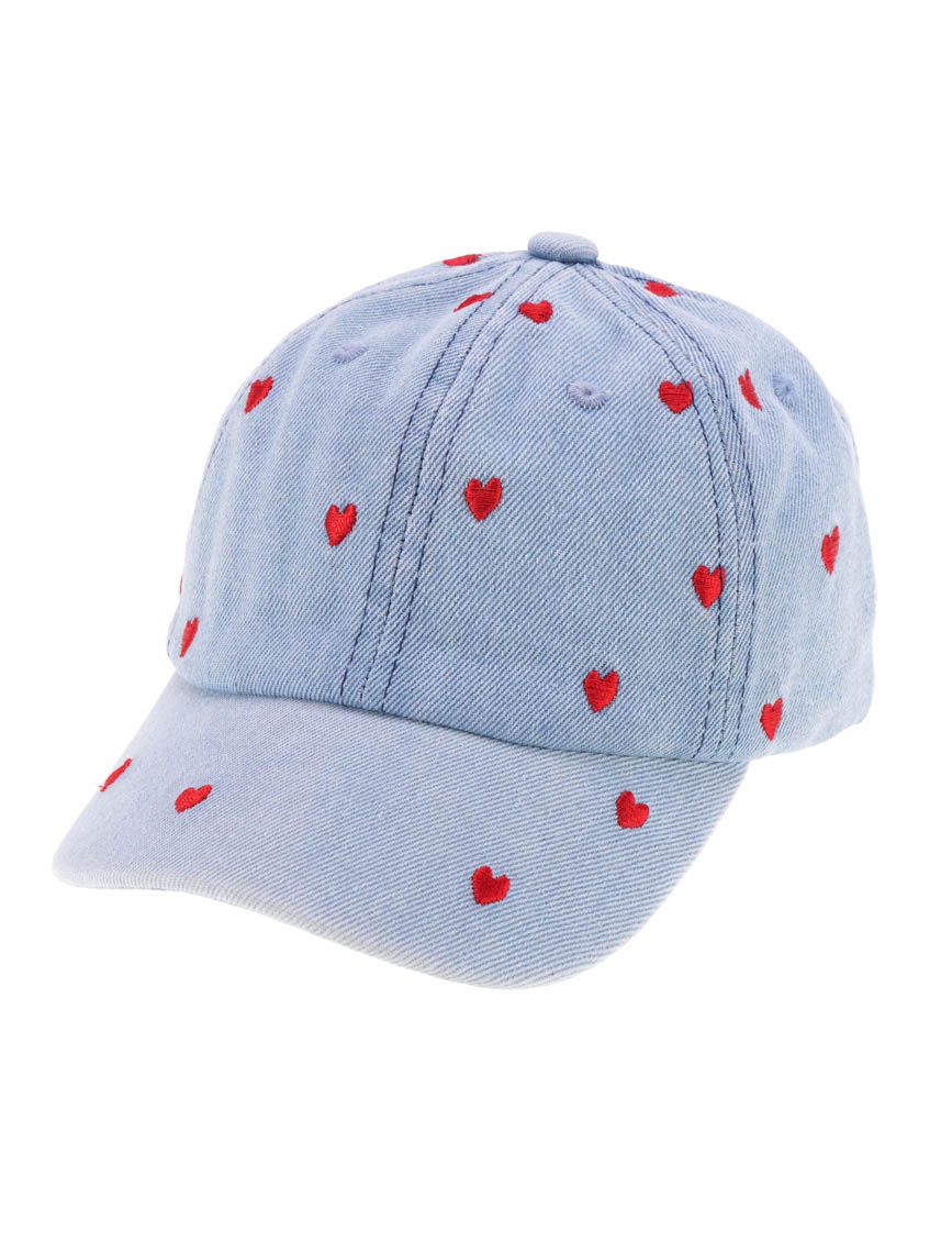 כובע מצחיה עם רקמת לבבות