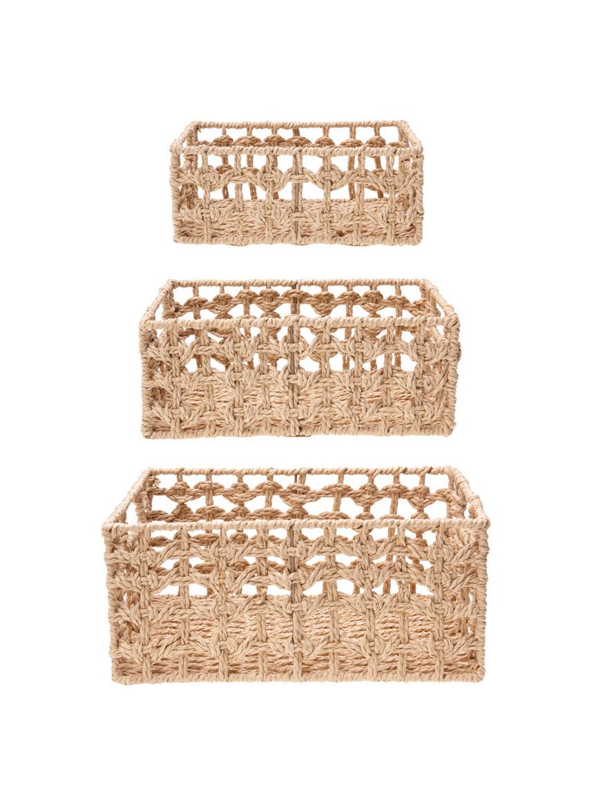 סט 3 סלסלאות קש בוהו