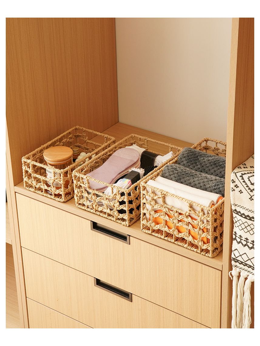 סט 3 סלסלאות קש בוהו