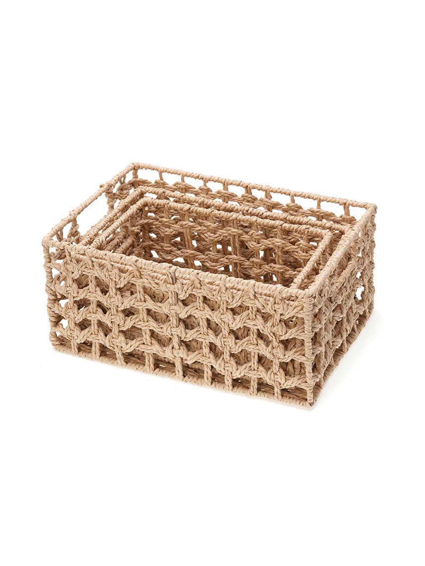 סט 3 סלסלאות קש בוהו