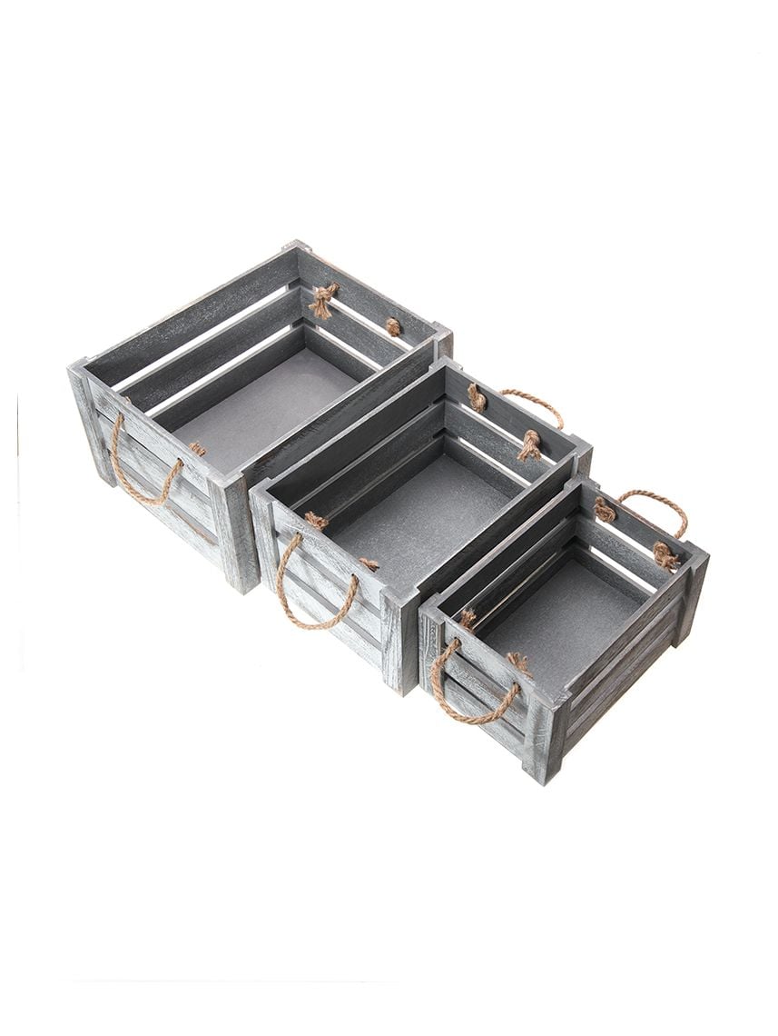 סט 3 סלסלאות מעץ