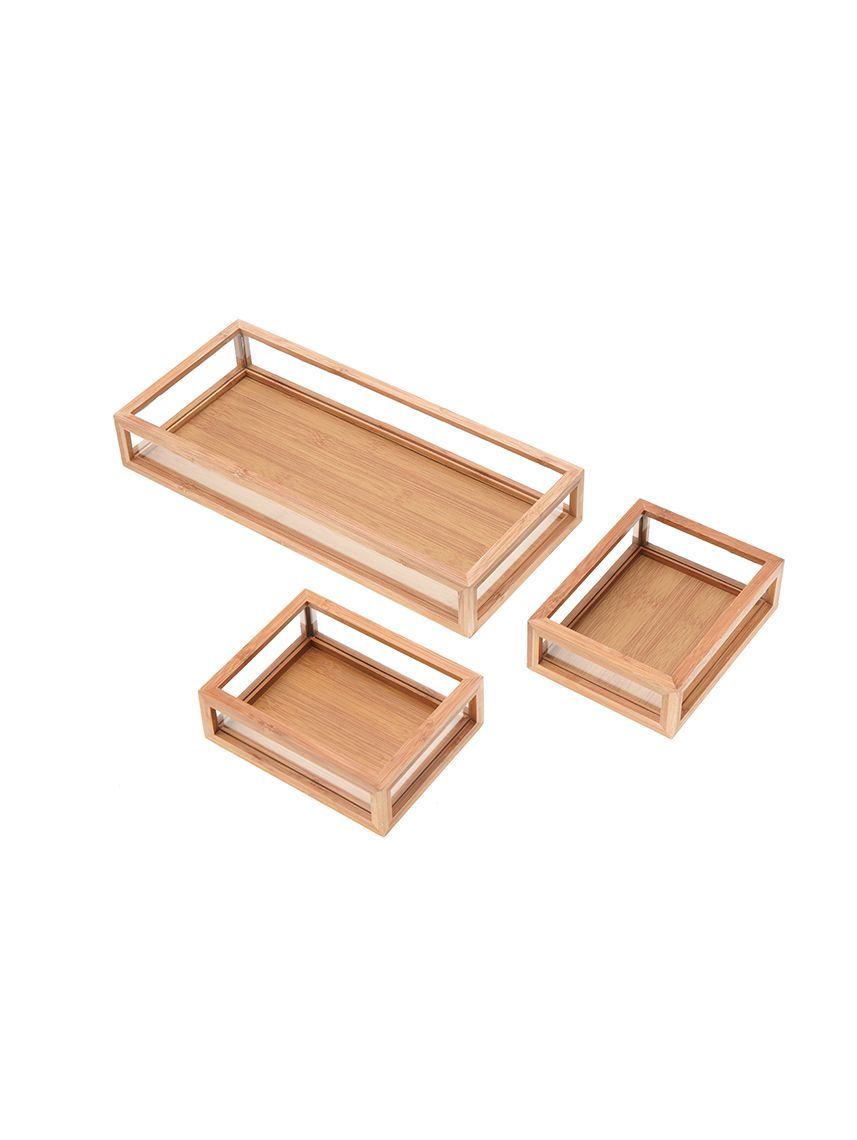 סט 3 מגשי עץ