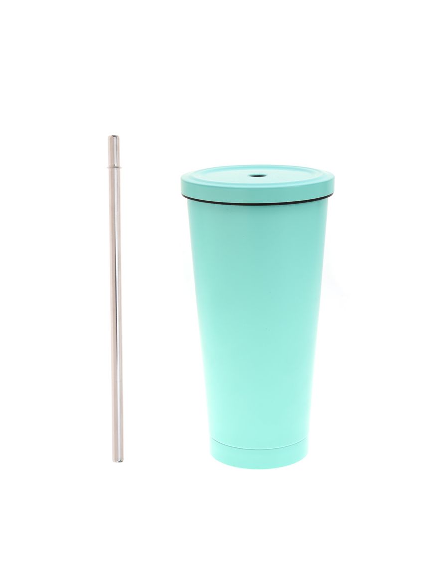 כוס מתכת עם קש