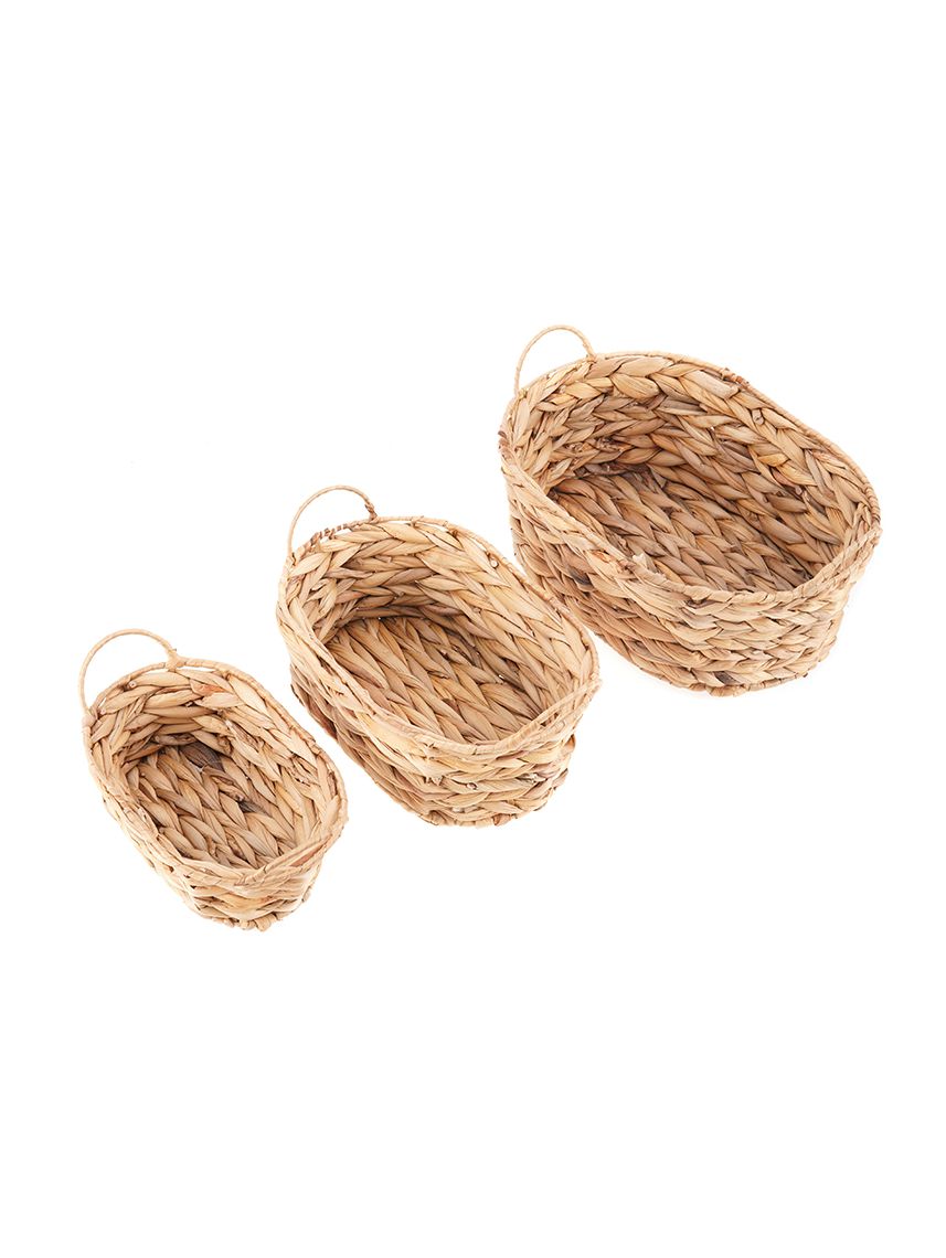 סט 3 סלסלאות קש אובלית