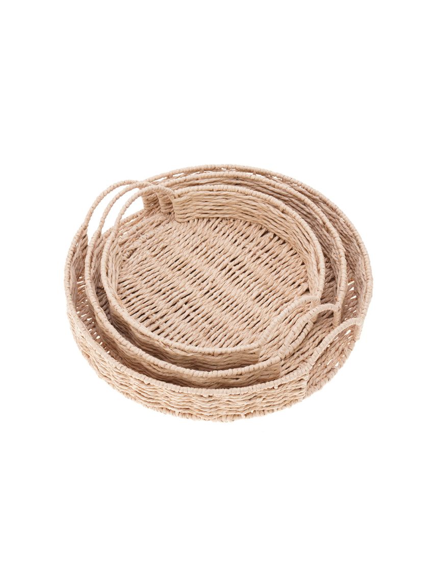 סט 3 מגשי קש עגולים