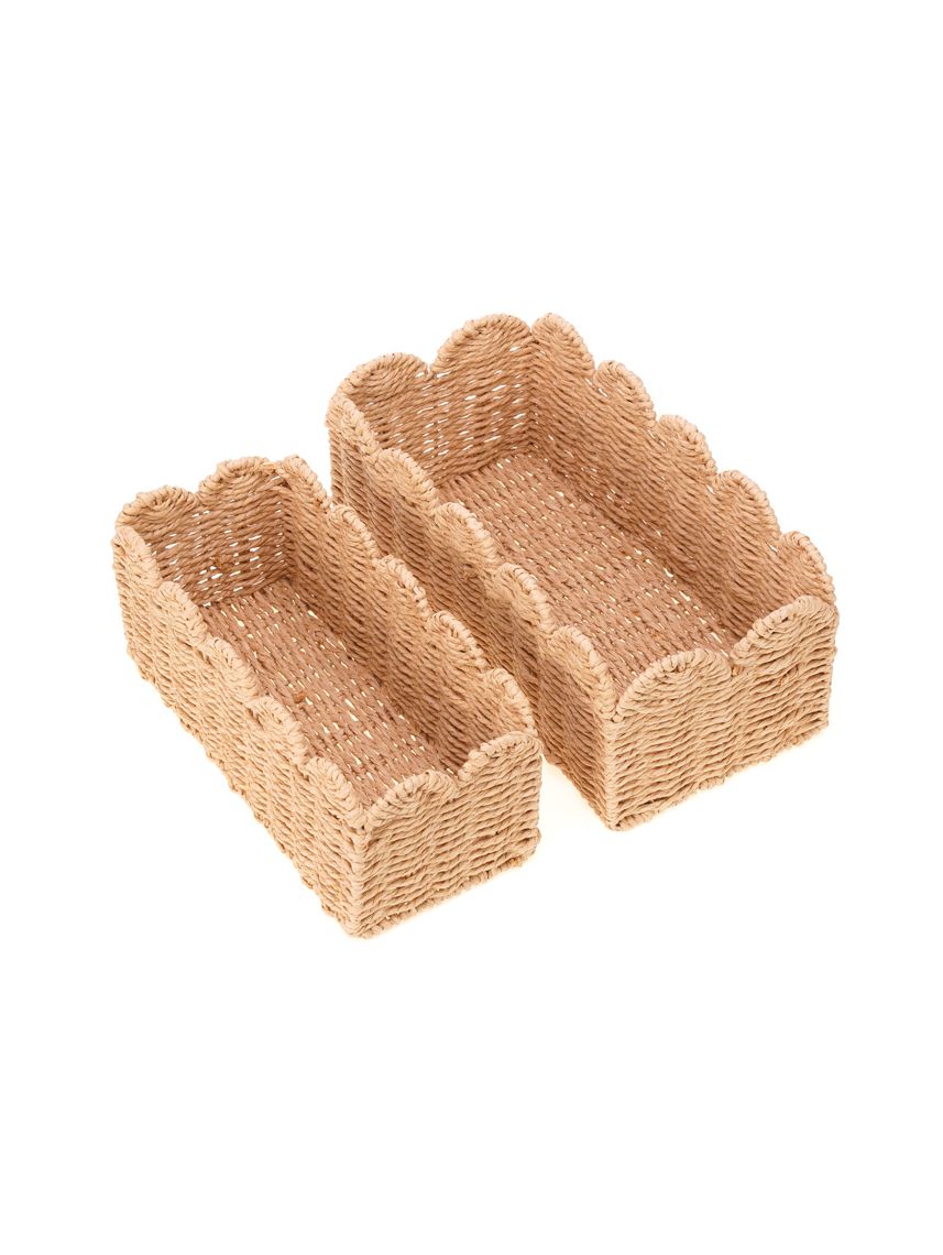 סט 2 סלי קש עם גימור גלי