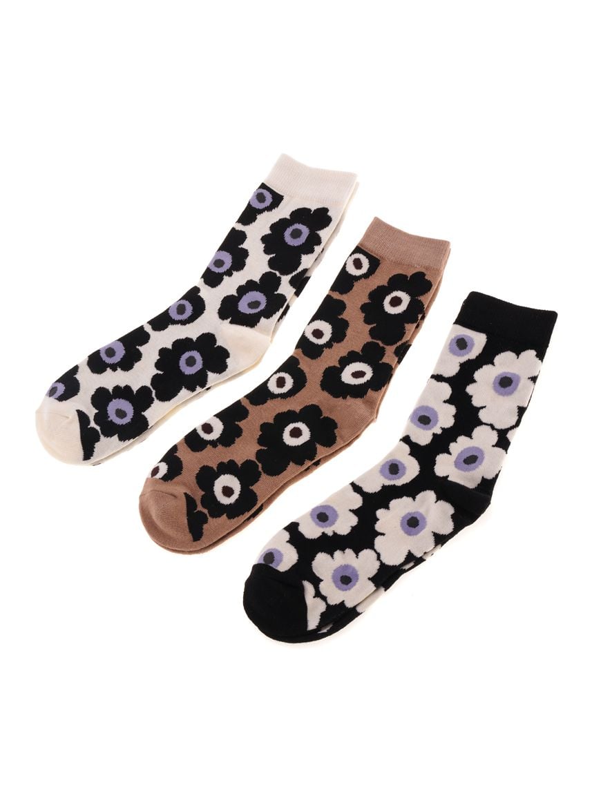 מארז 3 גרביים פרחוניות 36-41