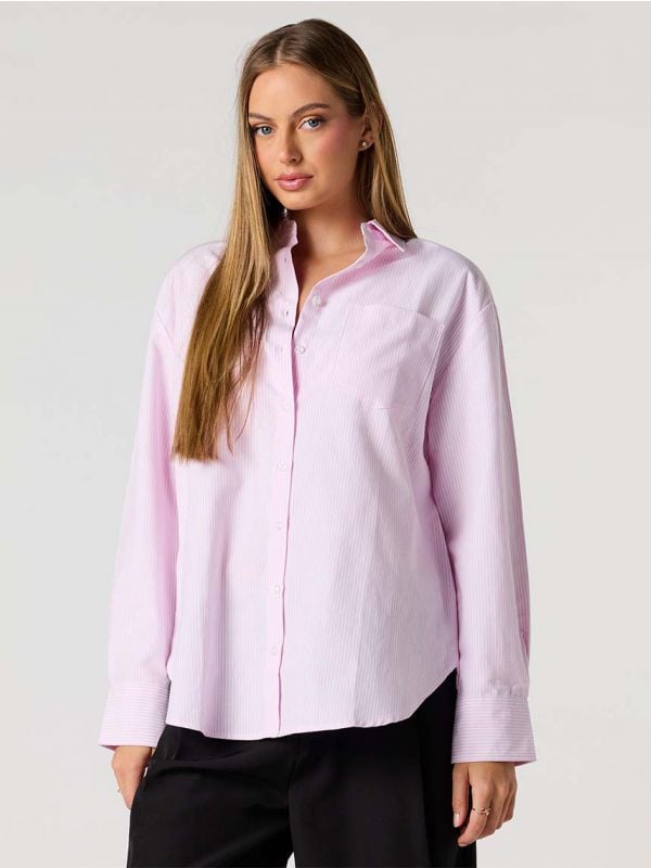 חולצת פסים אוברסייז מכופתרת