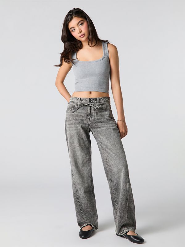 ג’ינס LOW RISE-BAGGY עם חגורה