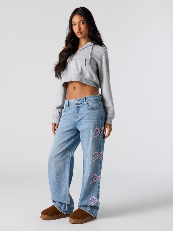 ג’ינס LOW RISE-BAGGY עם פפיונים