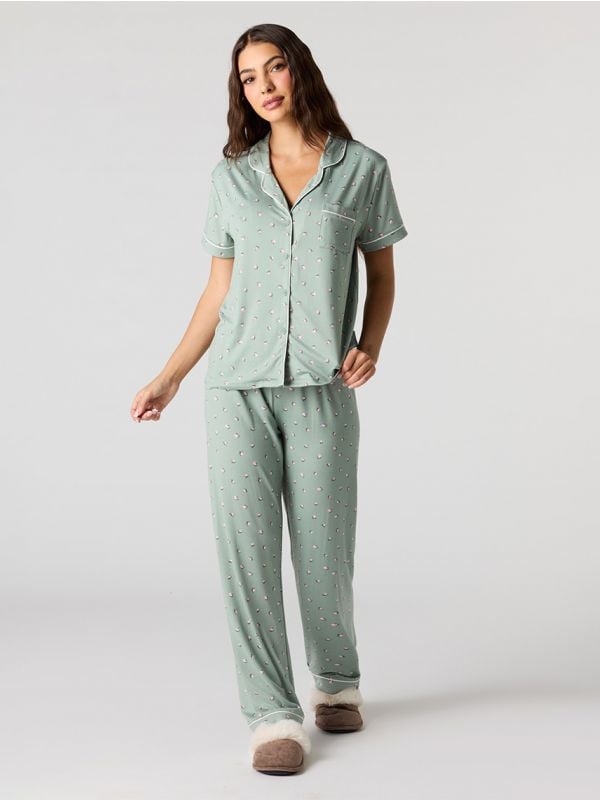סט פיג’מה מכופתרת