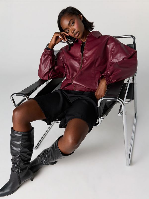 ג’קט בומבר דמוי עור