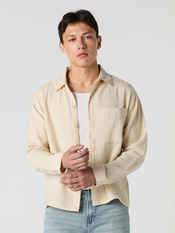 חולצה מכופתרת טקסטורה