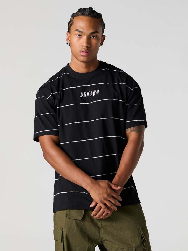 טי-שירט CITY פסים רקומה