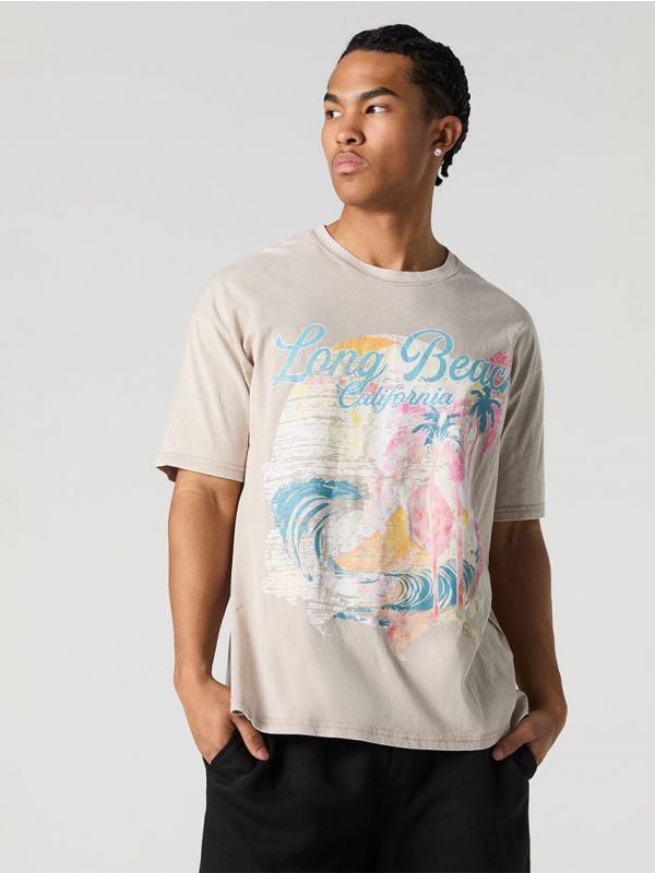 טי-שירט מודפסת שטופה