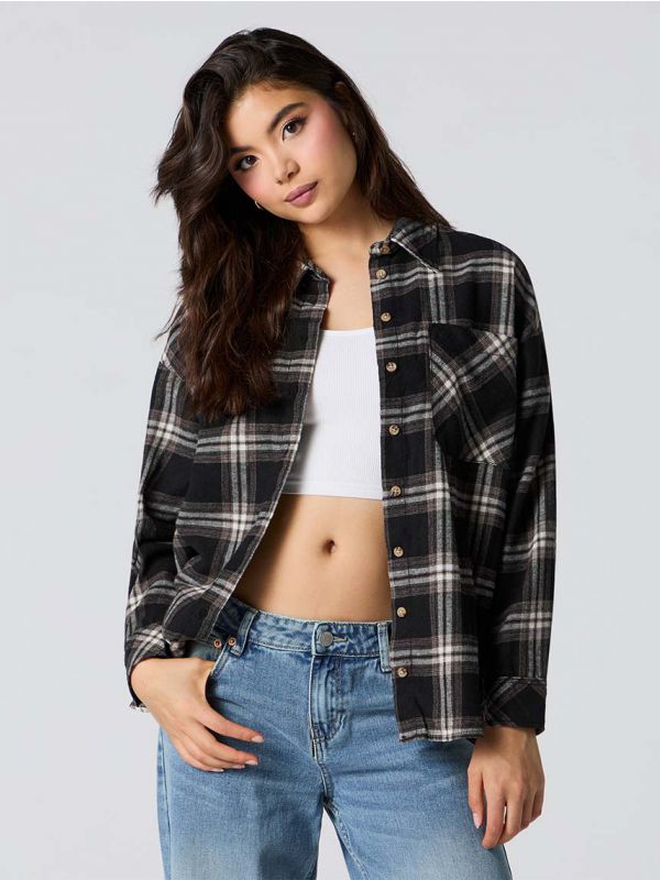 חולצת פלנל אוברסייז משובצת