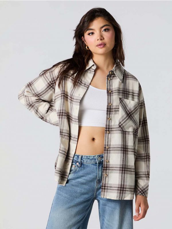 חולצת פלנל אוברסייז משובצת