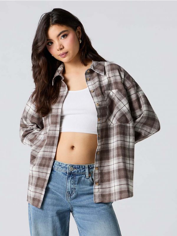 חולצת פלנל אוברסייז משובצת