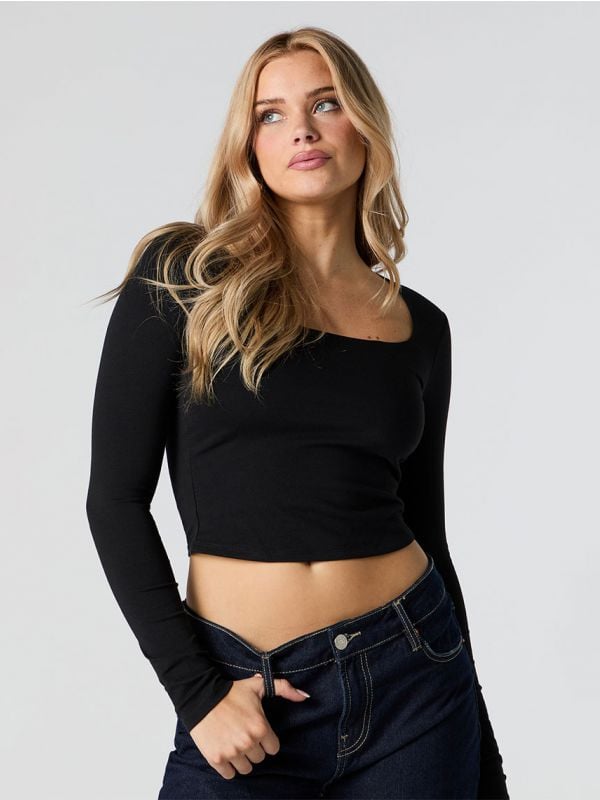 חולצת קרופ ארוכה