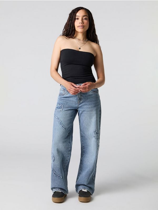 ג’ינס LOW RISE עם רקמה