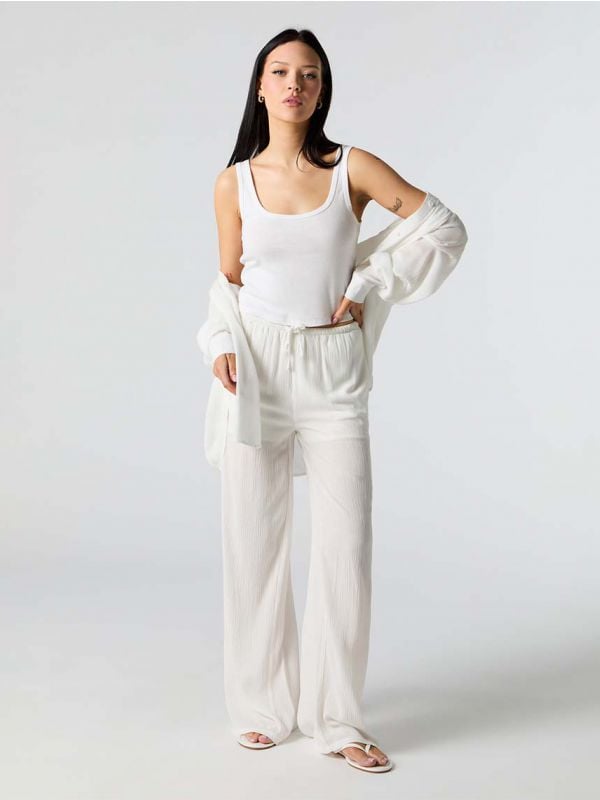 מכנסי WIDE LEG מקומטים