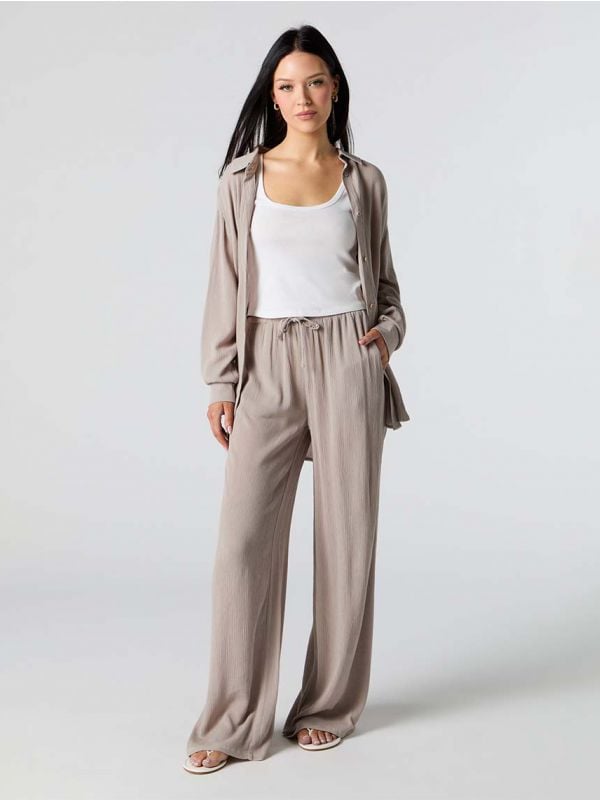 מכנסי WIDE LEG מקומטים