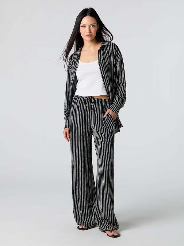 מכנסי WIDE LEG מקומטים