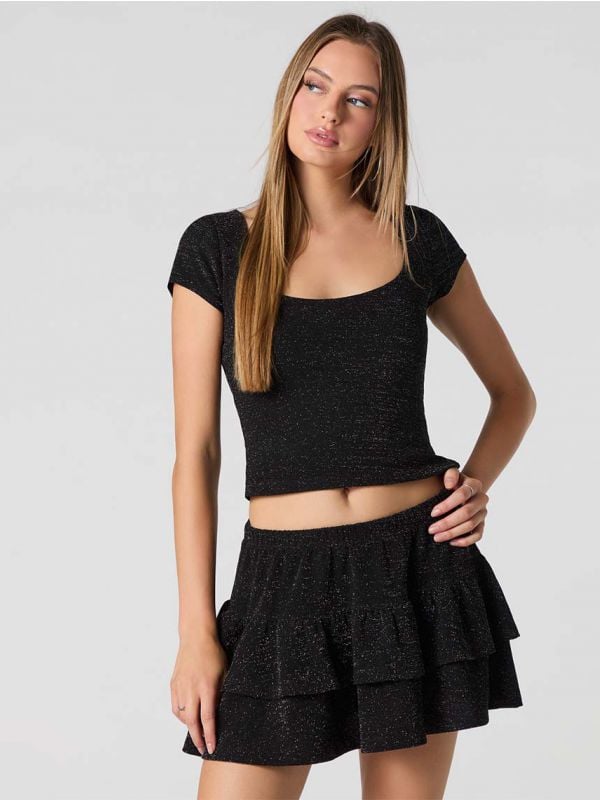 חצאית מיני קומות מנצנצת