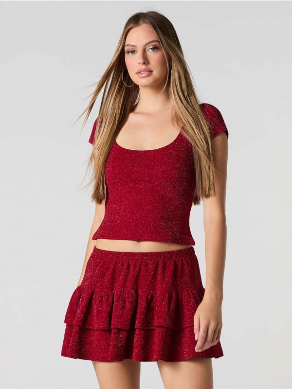 חצאית מיני קומות מנצנצת
